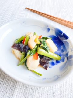 血糖値対策～エビとホタテのXO醤炒め～
