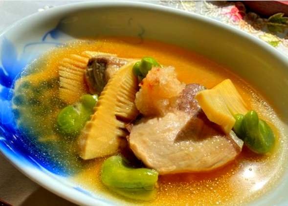 不眠・不安対策に～ぶりとそら豆と筍の治部煮風～